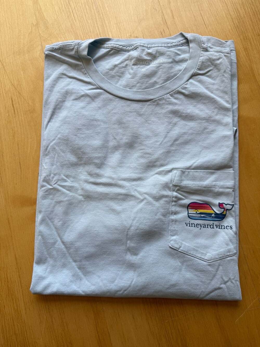 Vineyard Vines Men's Light Blue Scenic Whale Fill Pocket Short-Sleeve T-Shirt XL